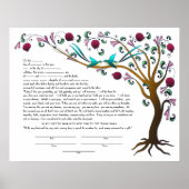 Baum des Lebens Ketubah mit einem hebräischen Zita Poster (Vorne)