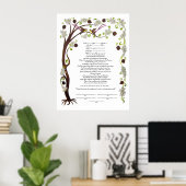 Baum des Lebens Ketubah mit Granatäpfeln (v) Poster (Heimbüro)