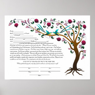 Baum des Lebens Ketubah u. der Versprechen in Poster