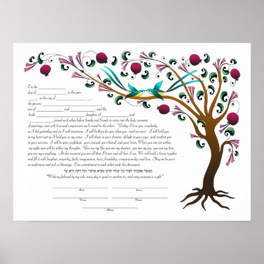 Baum des Lebens Ketubah & Vows in Jewel Töne (R) Poster (Vorne)
