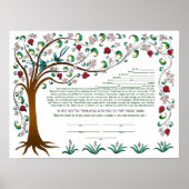 Baum des Lebens Ktubah, Surround-Design, weiß Poster (Vorne)