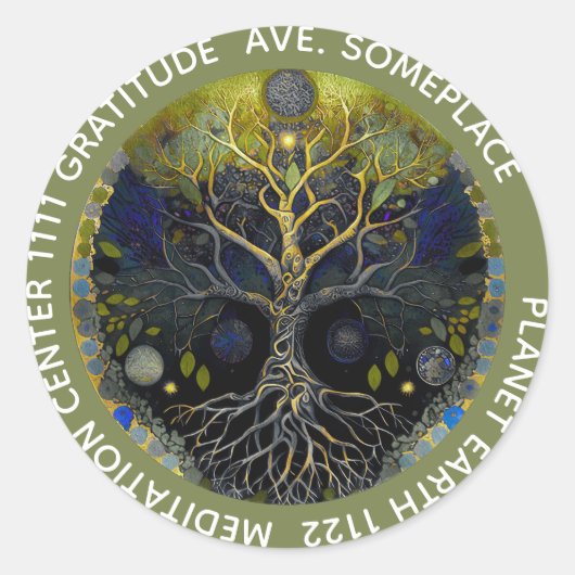 Baum des Lebens Luna Runder Aufkleber (Vorderseite)