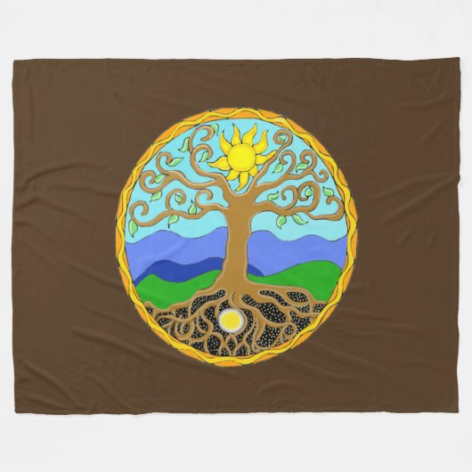 Baum des Lebens Mandala Fleecedecke (Vorderseite (Horizontal))