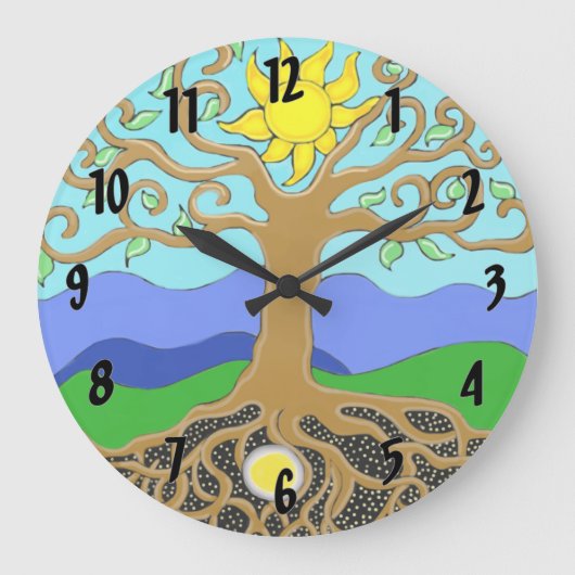 Baum des Lebens Mandala Große Wanduhr (Vorderseite)