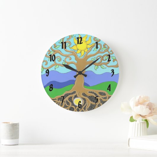 Baum des Lebens Mandala Große Wanduhr (Zuhause)