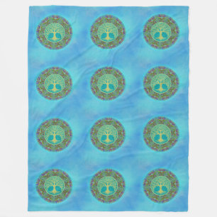 Baum des Lebens - Mandala Nahtloses Muster 3 Fleecedecke