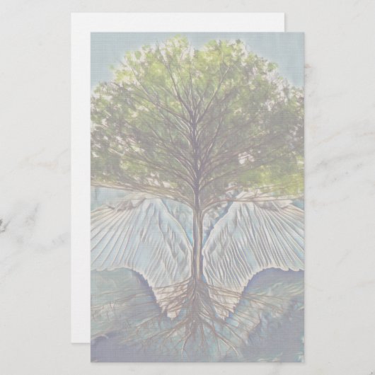 Baum des Lebens mit Engel Wings Briefpapier (Vorne/Hinten)