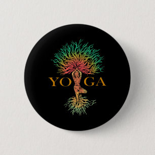 Baum des Lebens mit Frau Yoga Chakra Haka Yoga  Button