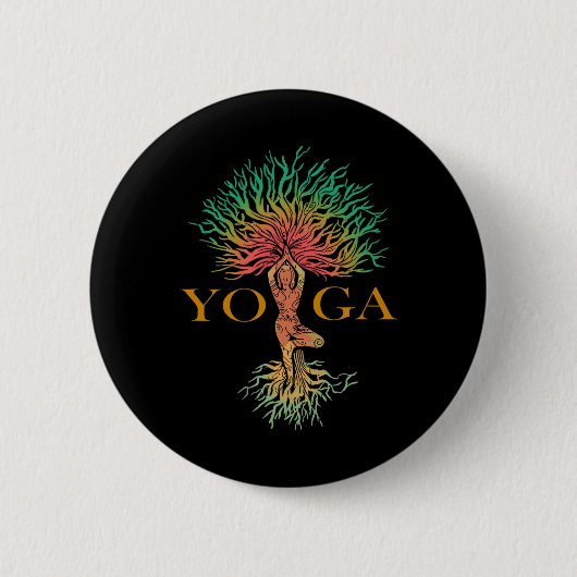 Baum des Lebens mit Frau Yoga Chakra Haka Yoga Button (Vorderseite)