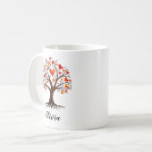Baum des Lebens mit herzförmigen Blättern Kaffeetasse (Vorderseite Links)