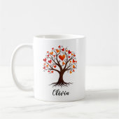 Baum des Lebens mit herzförmigen Blättern Kaffeetasse (Links)