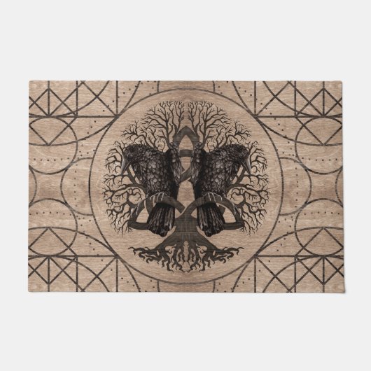 Baum des Lebens - mit hölzerner Beschaffenheit der Fußmatte (Vorderseite)