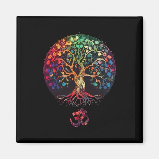 Baum des Lebens mit Om-Symbol Yoga  Magnet (Vorne)