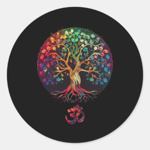 Baum des Lebens mit Om-Symbol Yoga Runder Aufkleber