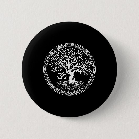 Baum des Lebens mit Om-Symbol Yoga Zen Meditation  Button (Vorderseite)
