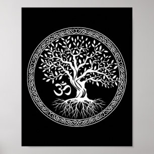 Baum des Lebens mit Om-Symbol Yoga Zen Meditation Poster