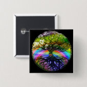 Baum des Lebens mit Regenbogen-Herzen Button (Vorne & Hinten)