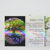 Baum des Lebens mit Regenbogen-Herzen Einladung (Stehend Vorderseite)