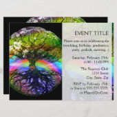 Baum des Lebens mit Regenbogen-Herzen Einladung (Vorne/Hinten)