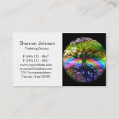 Baum des Lebens mit Regenbogen-Herzen Visitenkarte (Rückseite)