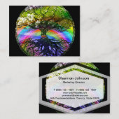 Baum des Lebens mit Regenbogen-Herzen Visitenkarte (Vorne/Hinten)