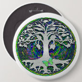 Baum des Lebens mit Schmetterling im Kreis Button (Vorne & Hinten)