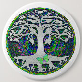 Baum des Lebens mit Schmetterling im Kreis Button (Vorderseite)