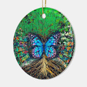 Baum des Lebens mit Schmetterling von Amelia Carri Keramik Ornament (Links)