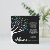 BAUM DES LEBENS mit STERNE Schläger Mitzvah Einladung (Stehend Vorderseite)