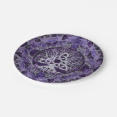 Baum des Lebens mit Triquetra Amethyst und Silber Pappteller (Schrägansicht)