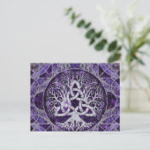 Baum des Lebens mit Triquetra Amethyst und Silber Postkarte (Stehend Vorderseite)