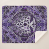 Baum des Lebens mit Triquetra Amethyst und Silber Sherpadecke (Vorderseite (Horizontal))