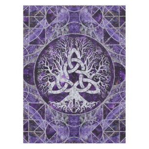 Baum des Lebens mit Triquetra Amethyst und Silber Tischdecke