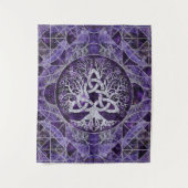 Baum des Lebens mit Triquetra Amethyst und Silber Wandteppich (Vorderseite)