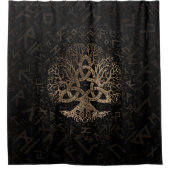 Baum des Lebens mit Triquetra auf Futhark Muster Duschvorhang (Vorderseite)