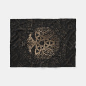 Baum des Lebens mit Triquetra auf Futhark Muster Fleecedecke (Vorderseite (Horizontal))
