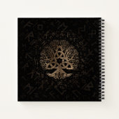 Baum des Lebens mit Triquetra auf Futhark Muster Notizblock (Rückseite)