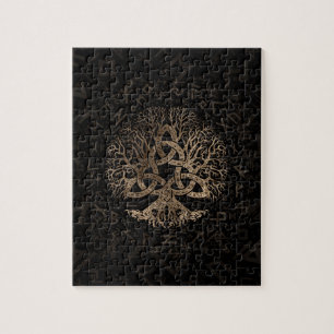 Baum des Lebens mit Triquetra auf Futhark Muster Puzzle
