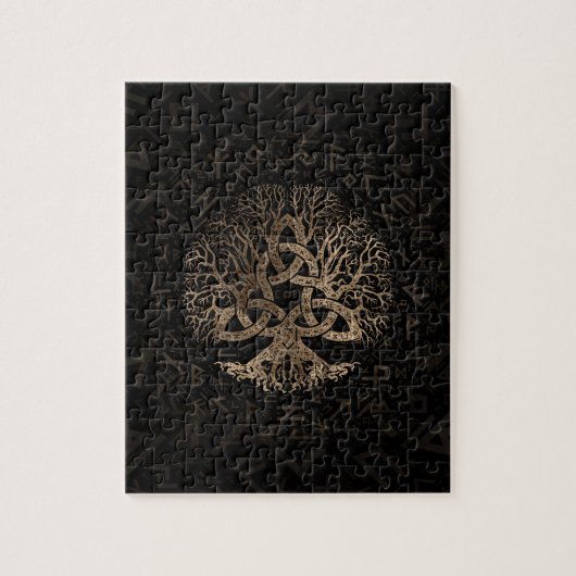Baum des Lebens mit Triquetra auf Futhark Muster Puzzle (Vertikal)
