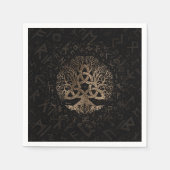 Baum des Lebens mit Triquetra auf Futhark Muster Serviette (Vorderseite)