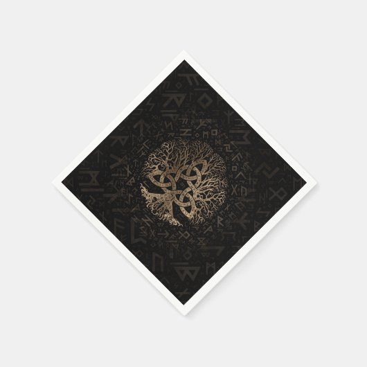 Baum des Lebens mit Triquetra auf Futhark Muster Serviette (Ecke)