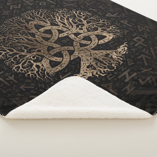 Baum des Lebens mit Triquetra auf Futhark Muster Sherpadecke (3/4)