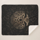 Baum des Lebens mit Triquetra auf Futhark Muster Sherpadecke (Vorderseite (Horizontal))