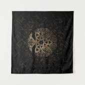 Baum des Lebens mit Triquetra auf Futhark Muster Wandteppich (Vorderseite (Horizontal))