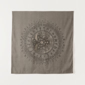 Baum des Lebens mit Triquetra beige Leder und Gold Wandteppich (Vorderseite (Horizontal))