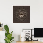 Baum des Lebens mit Triquetra Brown Leder und Gold Poster (Heimbüro)