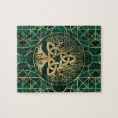 Baum des Lebens mit Triquetra Malachit und Gold Puzzle (Horizontal)