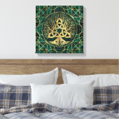 Baum des Lebens mit Triquetra Malachite und Gold Leinwanddruck (Insitu (Schlafzimmer))