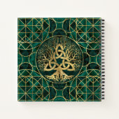 Baum des Lebens mit Triquetra Malachite und Gold Notizblock (Rückseite)