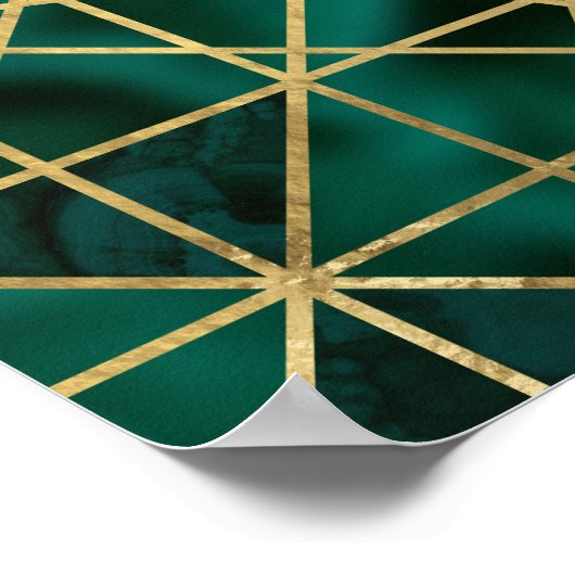Baum des Lebens mit Triquetra Malachite und Gold Poster (Ecke)